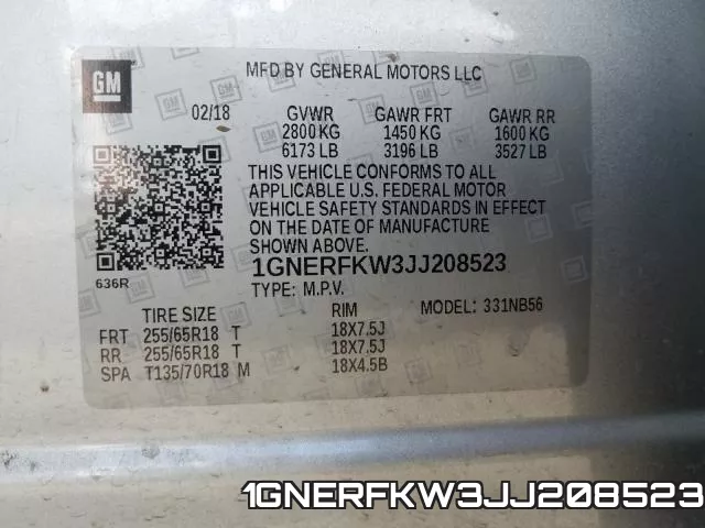 1GNERFKW3JJ208523 фото 2