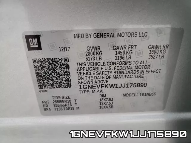 1GNEVFKW1JJ175890 фото 2