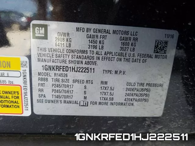 1GNKRFED1HJ222511 фото 2