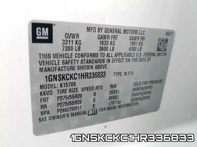 1GNSKCKC1HR336833 фото 2