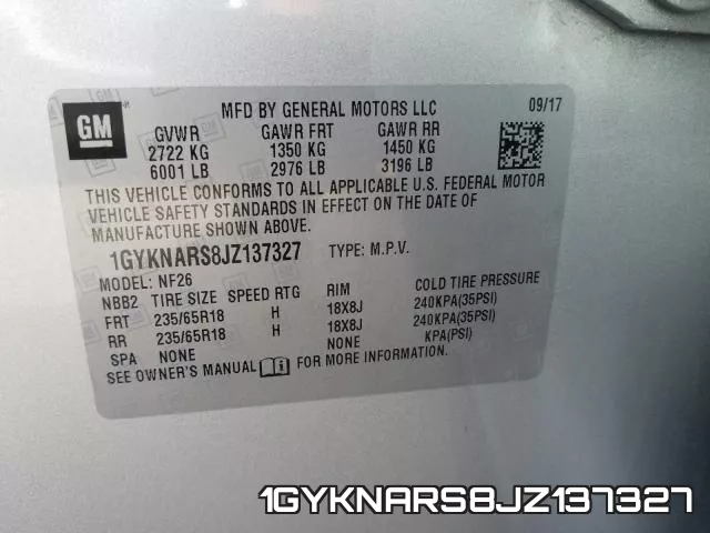 1GYKNARS8JZ137327 фото 2