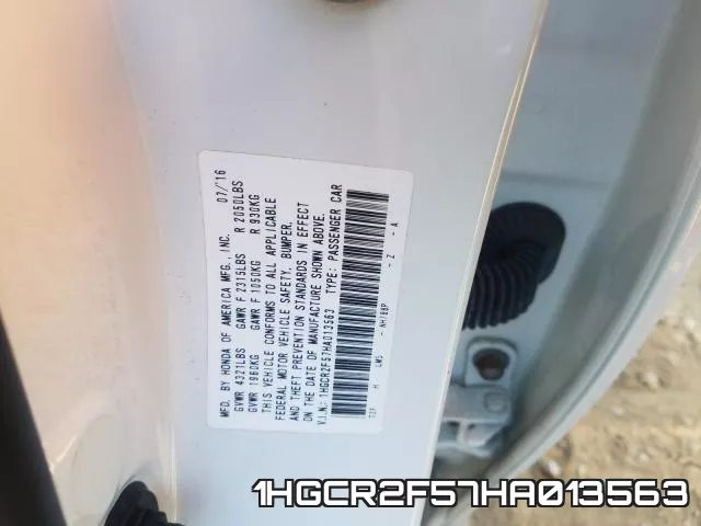 1HGCR2F57HA013563 фото 2