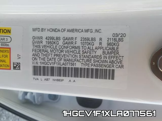 1HGCV1F1XLA077561 фото 2
