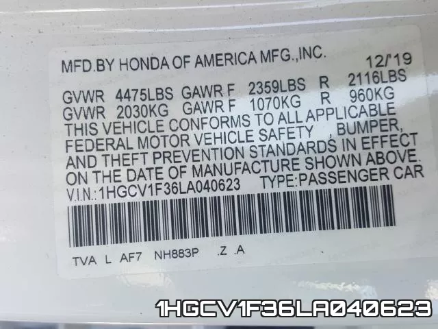 1HGCV1F36LA040623 фото 2
