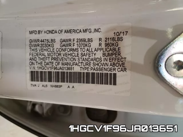 1HGCV1F96JA013651 фото 2