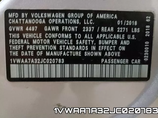 1VWAA7A32JC020783 фото 2