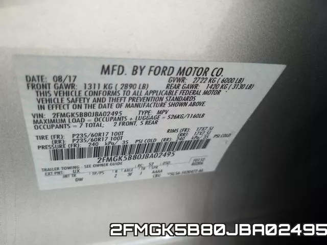 2FMGK5B80JBA02495 фото 2