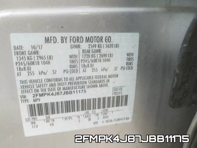2FMPK4J87JBB11175 фото 2