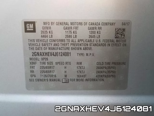 2GNAXHEV4J6124081 фото 2