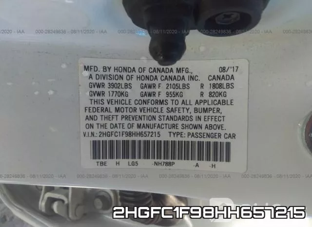 2HGFC1F98HH657215 фото 10