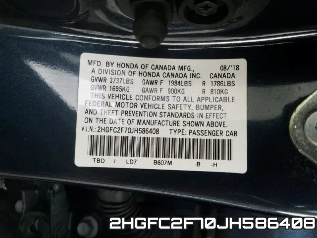 2HGFC2F70JH586408 фото 2