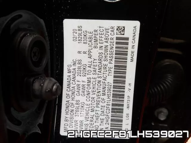 2HGFC2F81LH539027 фото 2