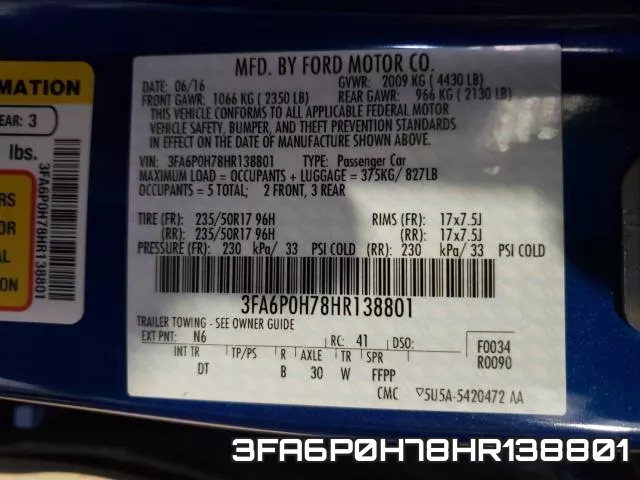 3FA6P0H78HR138801 фото 2