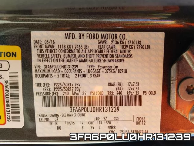3FA6P0LU0HR131239 фото 2