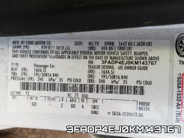 3FADP4EJ0KM143767 фото 2