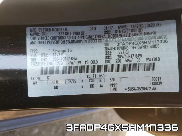 3FADP4GX5HM117336 фото 2