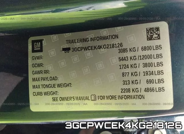 3GCPWCEK4KG218126 фото 10