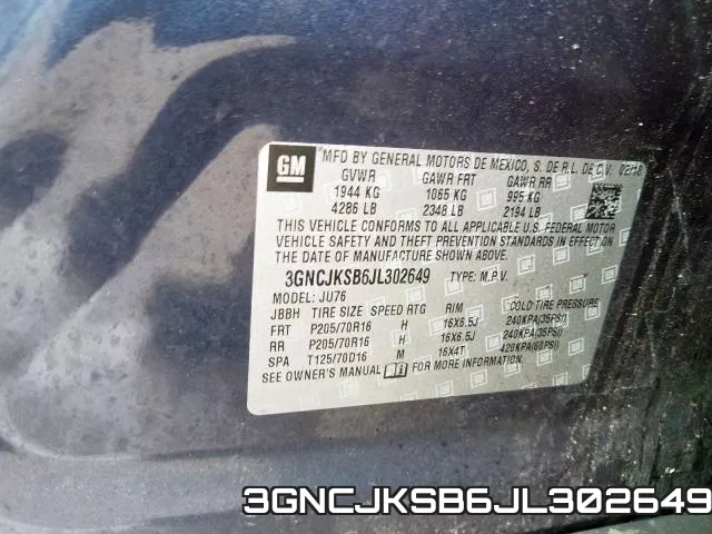 3GNCJKSB6JL302649 фото 2