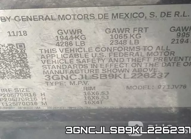 3GNCJLSB9KL226237 фото 10