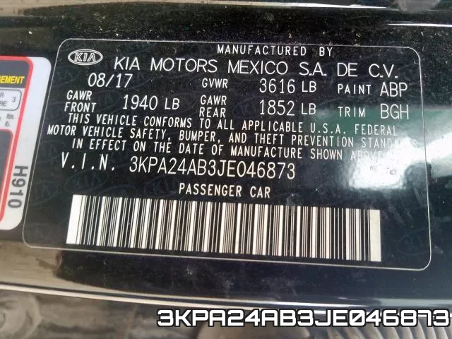 3KPA24AB3JE046873 фото 2