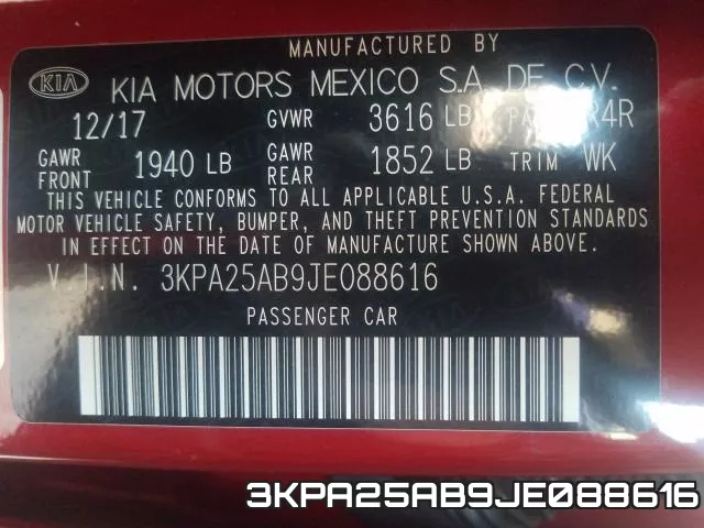 3KPA25AB9JE088616 фото 2