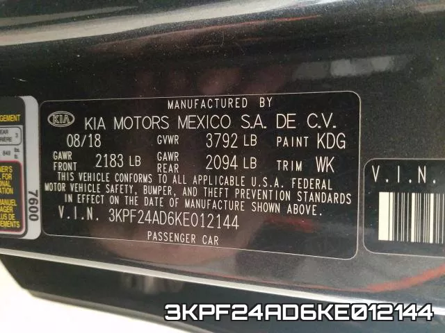 3KPF24AD6KE012144 фото 2