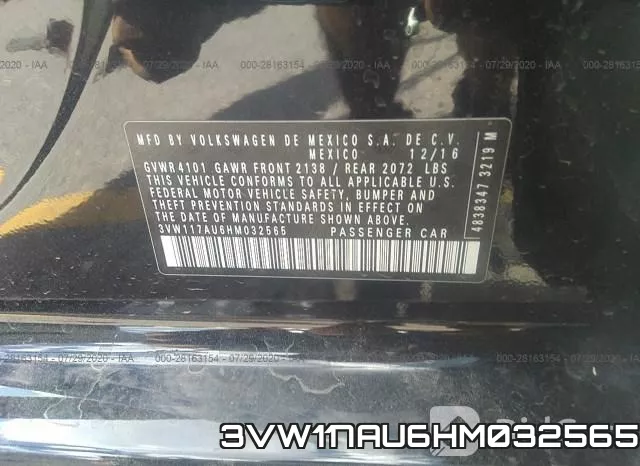 3VW117AU6HM032565 фото 9