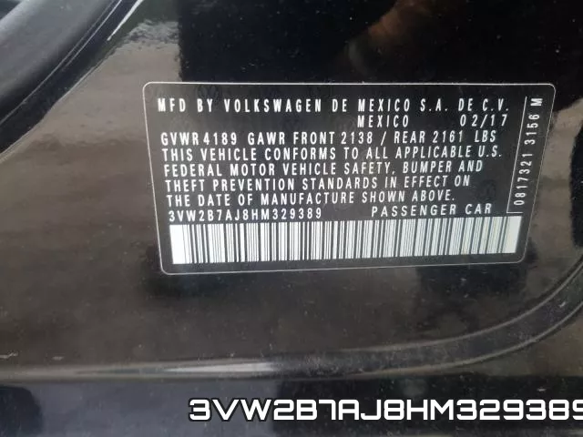 3VW2B7AJ8HM329389 фото 2