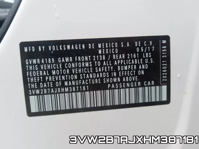 3VW2B7AJXHM387181 фото 2