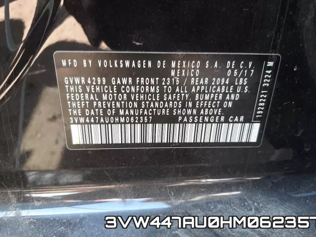 3VW447AU0HM062357 фото 2
