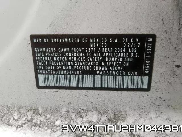 3VW4T7AU2HM044381 фото 2