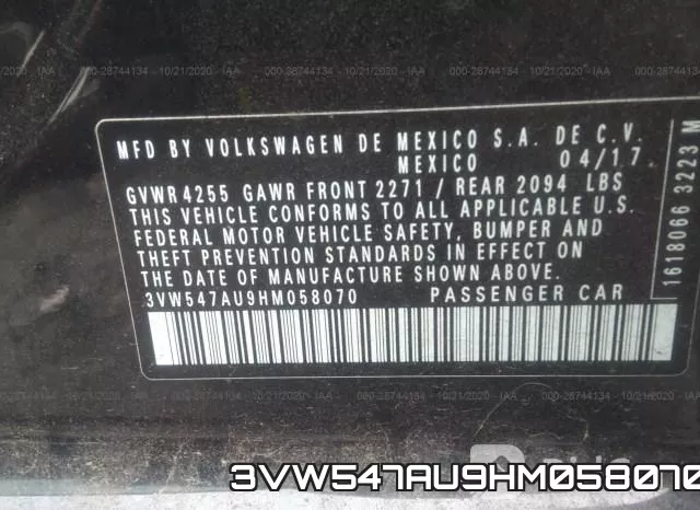 3VW547AU9HM058070 фото 10