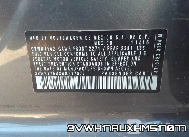 3VWH17AUXHM517077 фото 10
