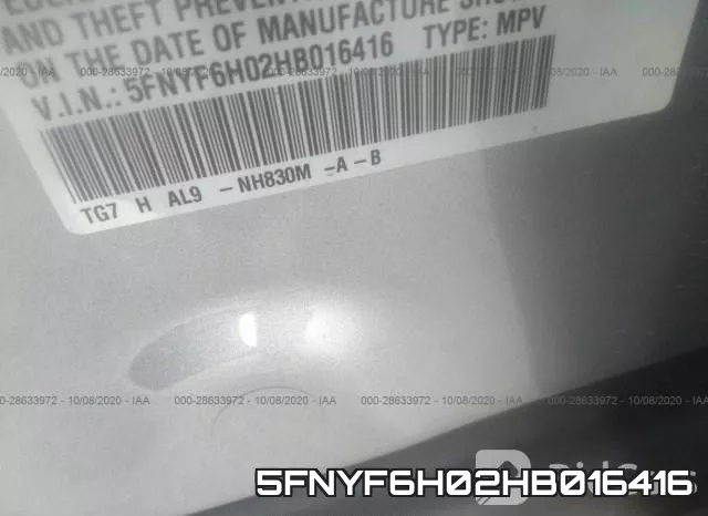 5FNYF6H02HB016416 фото 10