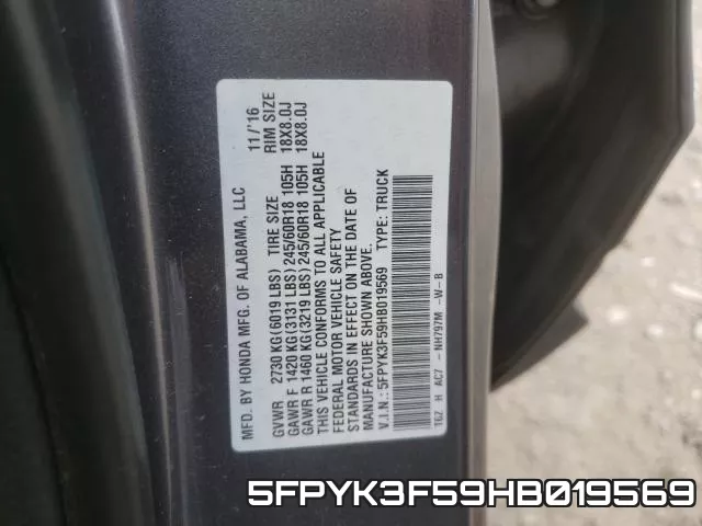5FPYK3F59HB019569 фото 2