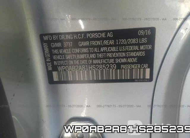 WP0AB2A81HS285239 фото 9