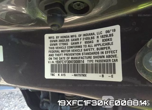 19XFC1F30KE008814 фото 9