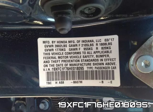 19XFC1F76HE018095 фото 9
