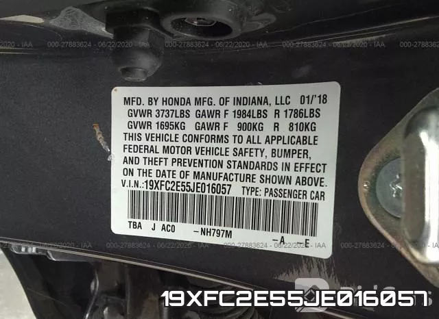 19XFC2E55JE016057 фото 10