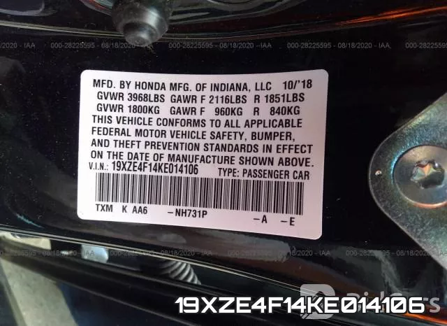19XZE4F14KE014106 фото 10