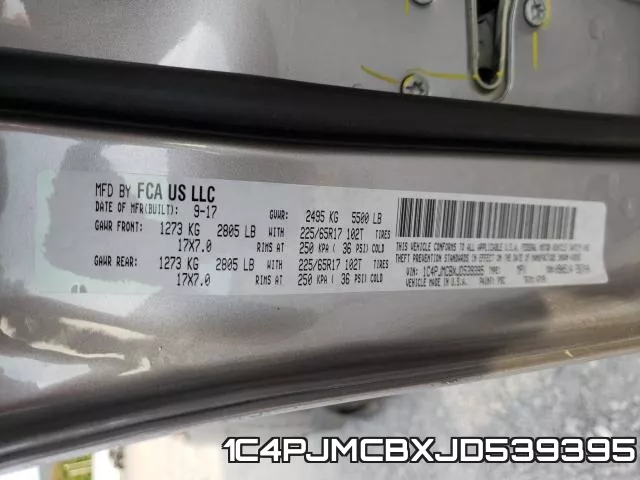 1C4PJMCBXJD539395 фото 2