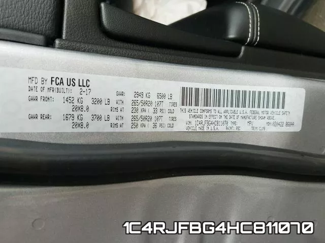1C4RJFBG4HC811070 фото 2