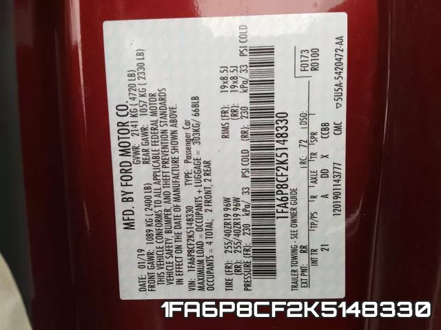 1FA6P8CF2K5148330 фото 2