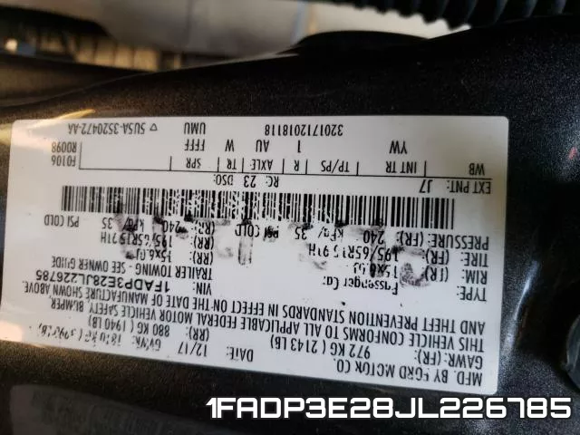1FADP3E28JL226785 фото 2