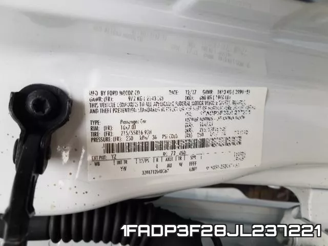 1FADP3F28JL237221 фото 2