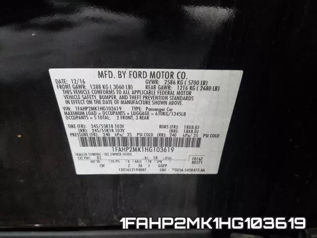 1FAHP2MK1HG103619 фото 2