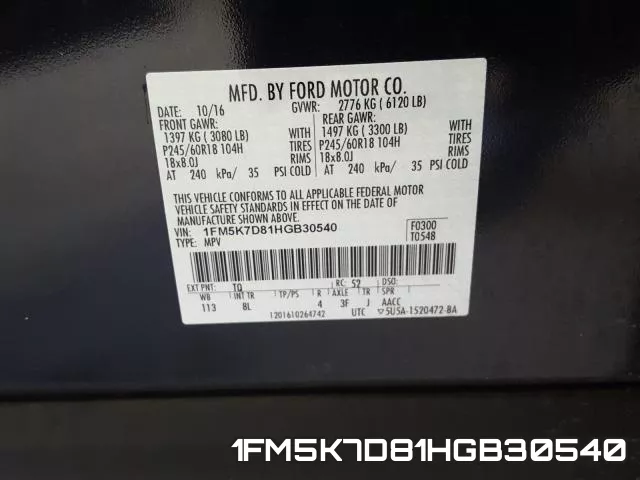 1FM5K7D81HGB30540 фото 2