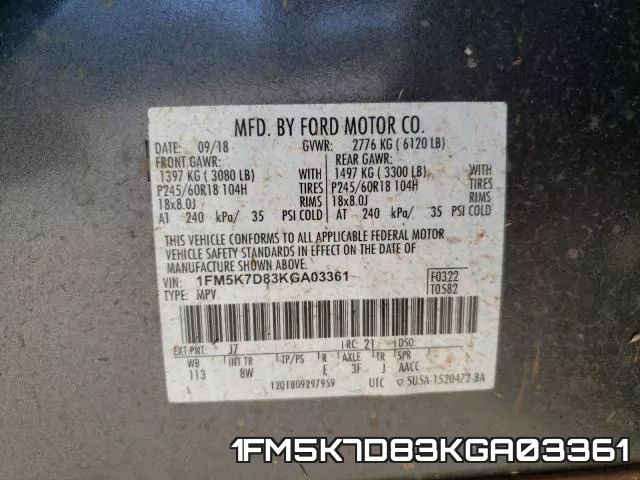 1FM5K7D83KGA03361 фото 2