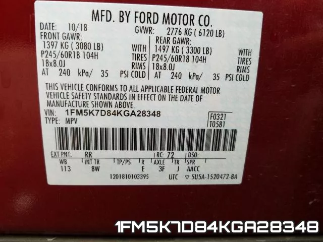 1FM5K7D84KGA28348 фото 2