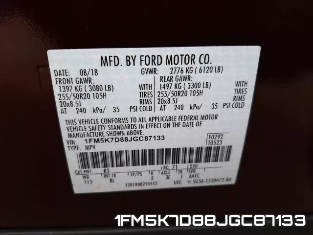 1FM5K7D88JGC87133 фото 2